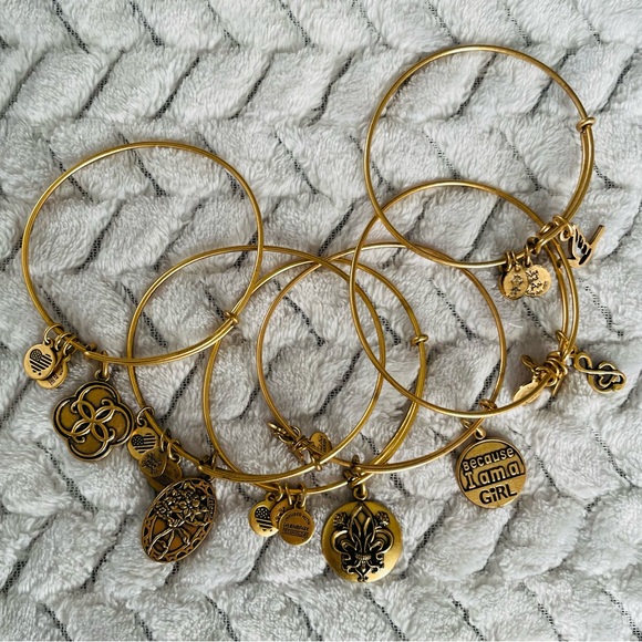 Alex and Ani Gold Charm Bangle Bracelets Lot - Picture 1 of 13